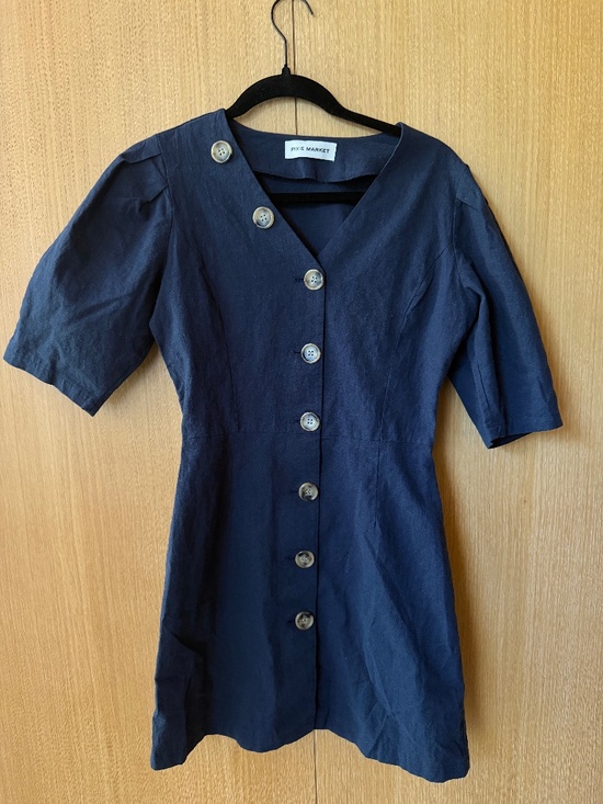 Pixie Market Dresses & Skirts - Pixie Market Navy Blue Linen Noah Dress Size Small